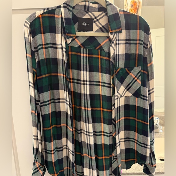 Rails Tops - Rails Green and Cream Checkered Shirt